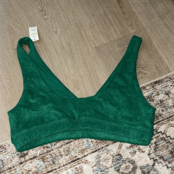 aerie terry sport bra in green - Picture 10 of 11